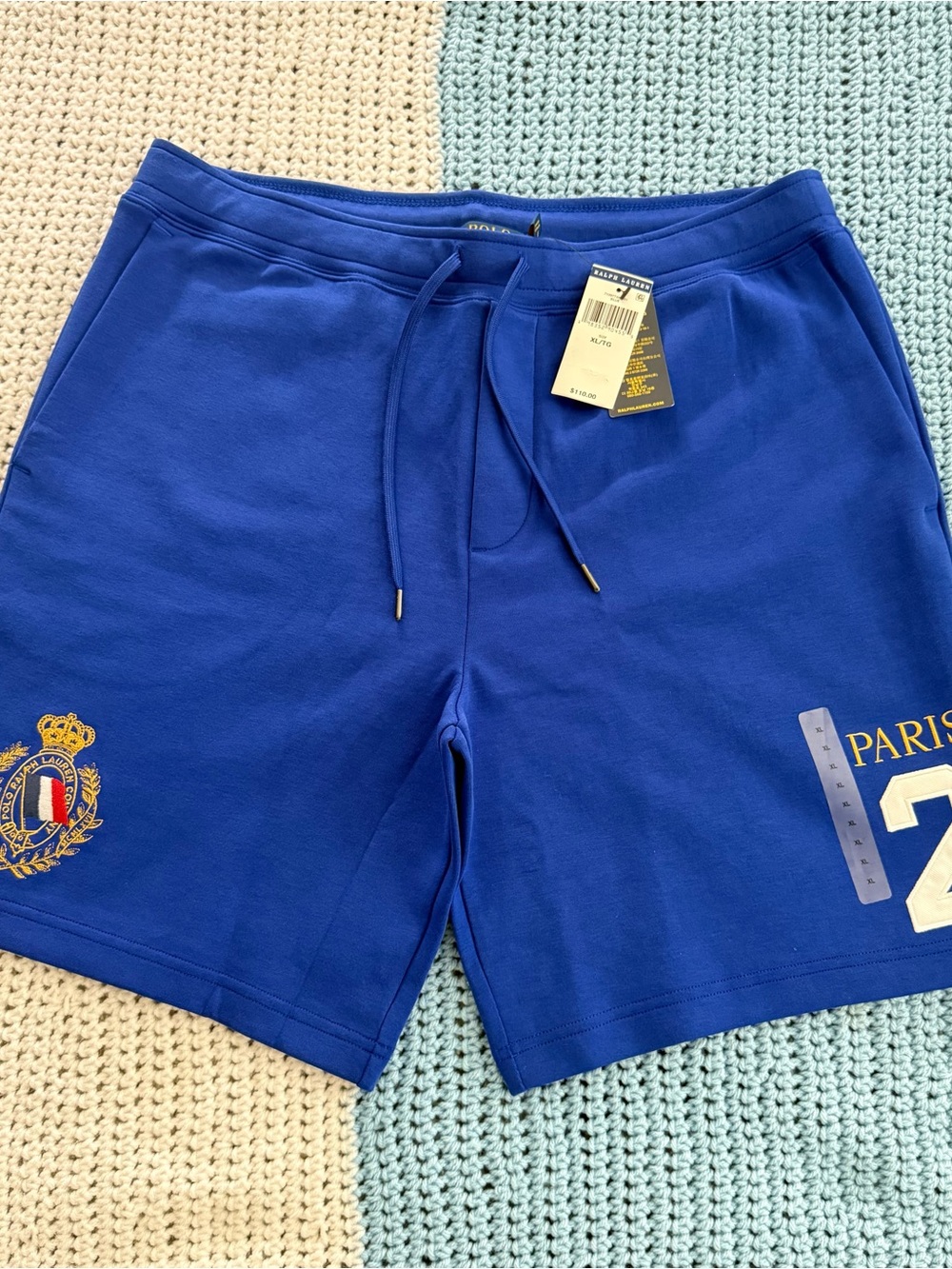Ralph Lauren Royal Blue Athletic Crest Drawstring Shorts